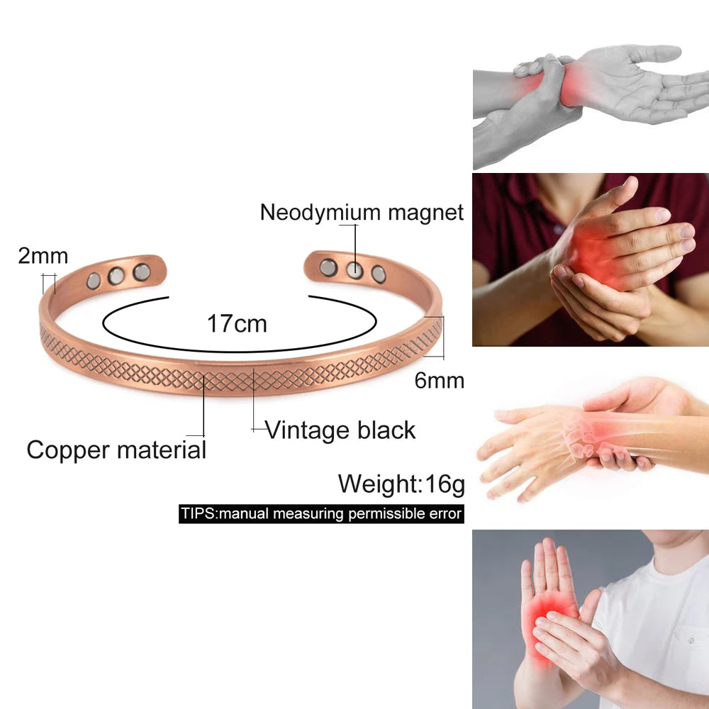 Copper Magnetic Cuff Bracelet for Women