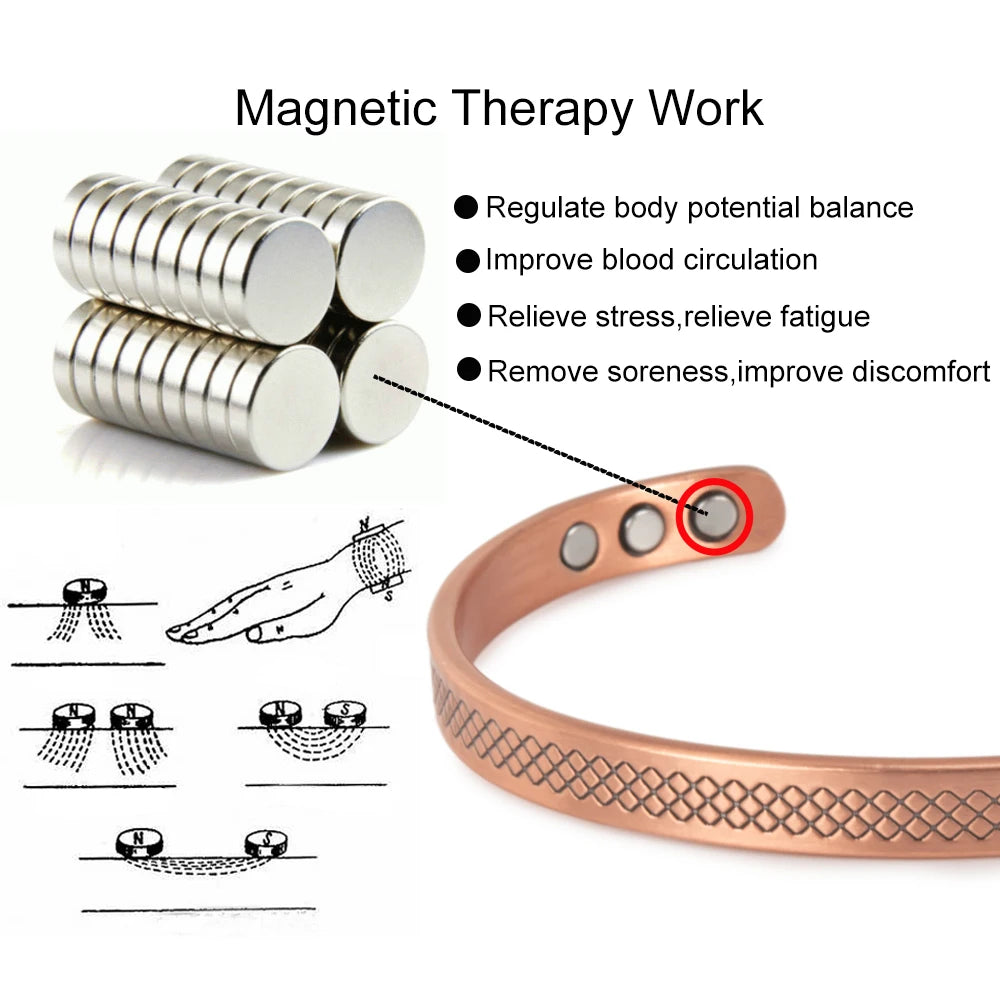 Copper Magnetic Cuff Bracelet for Women
