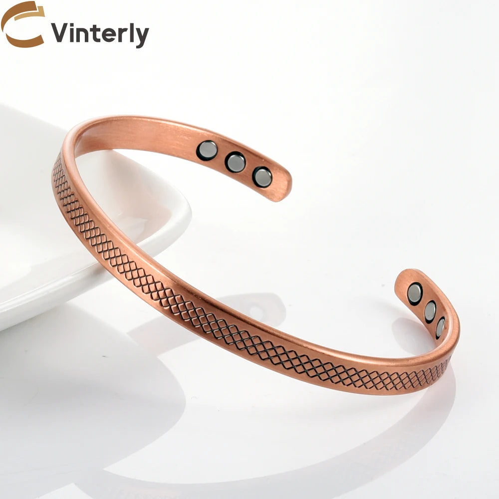 Copper Magnetic Cuff Bracelet for Women